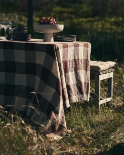 GRANIT Bordsduk Check 240x140cm Linnemix Brun- Dukning|Kökstextil