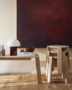 GRANIT Bordslampa Alba 24x29cm Vit/Vinröd- Lampor