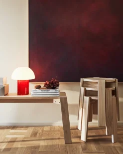 GRANIT Bordslampa Alba 24x29cm Vit/Vinröd- Lampor