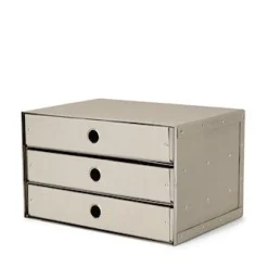 GRANIT Box Trippel 25x35cm Beige- Skrivbordstillbehör|Skrivbordsförvaring