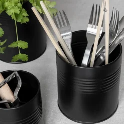 GRANIT Burk Metall 11x9,5cm Svart- Skrivbordstillbehör|Småförvaring