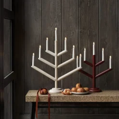 GRANIT Elljusstake Träd 5 Ljus Mörkröd- Lampor|Julbelysning