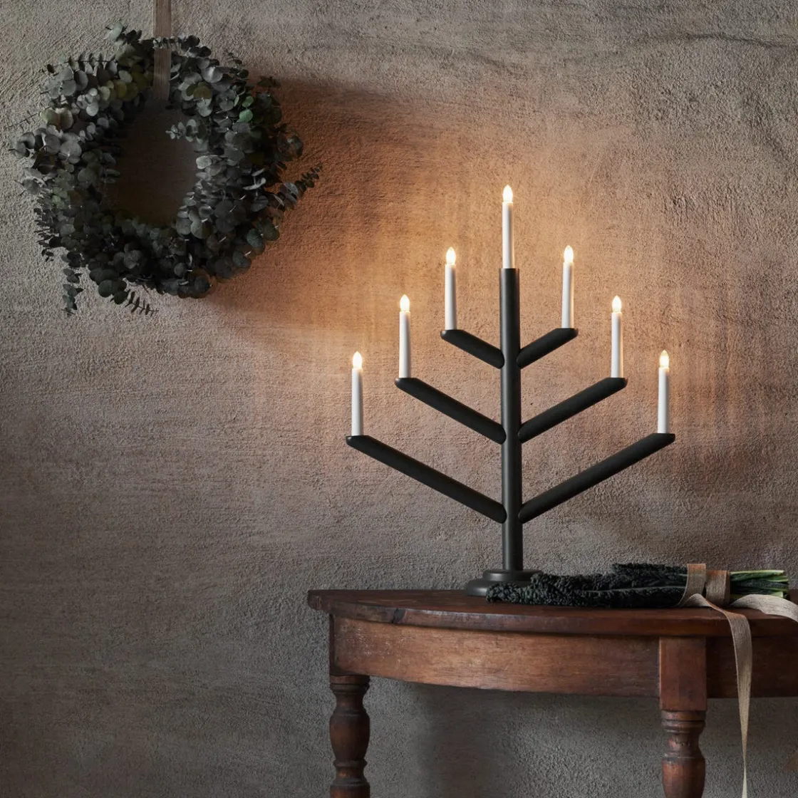 GRANIT Elljusstake Träd 7 Ljus Mörkgrön- Lampor|Julbelysning