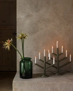 GRANIT Elljusstake Träd 5 Ljus Mörkgrön- Lampor|Julbelysning