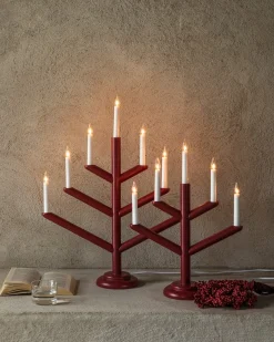 GRANIT Elljusstake Träd 7 Ljus Mörkröd- Lampor|Julbelysning