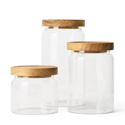 GRANIT Glasburk 10x14,7cm Akacialock- Småförvaring|Köksförvaring