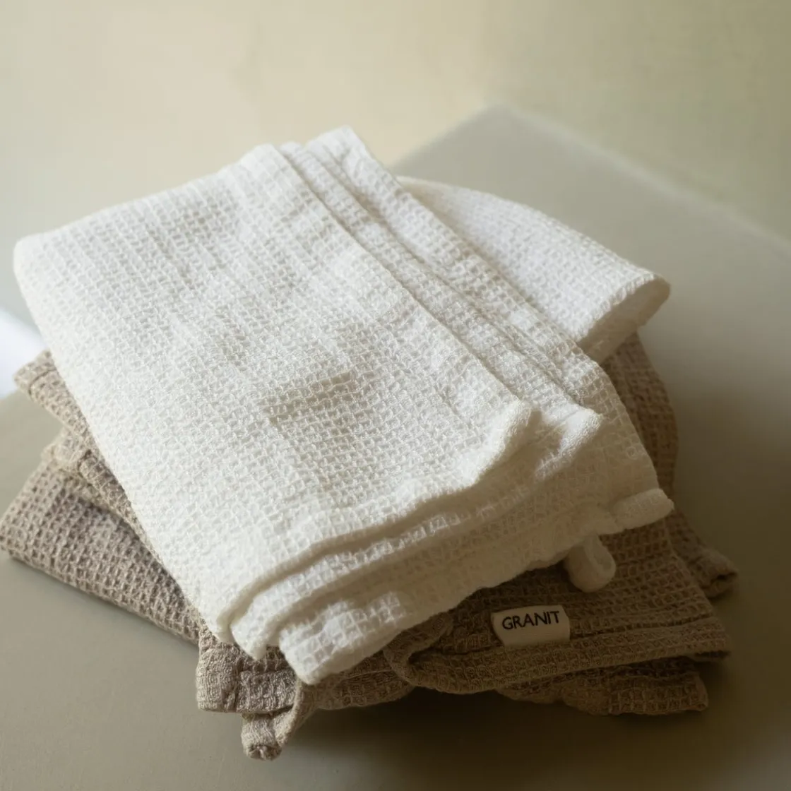 GRANIT Handduk Våffla 50x70cm Bomull Bambu Vit- Handdukar & Badlakan