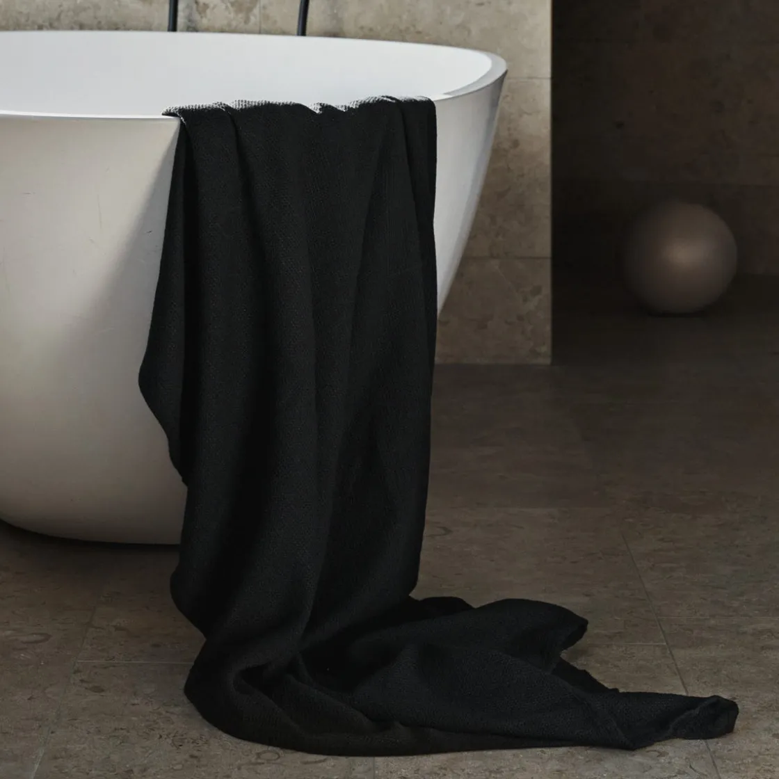 GRANIT Handduk Våffla 100x150cm Bomull Bambu Svart- Handdukar & Badlakan