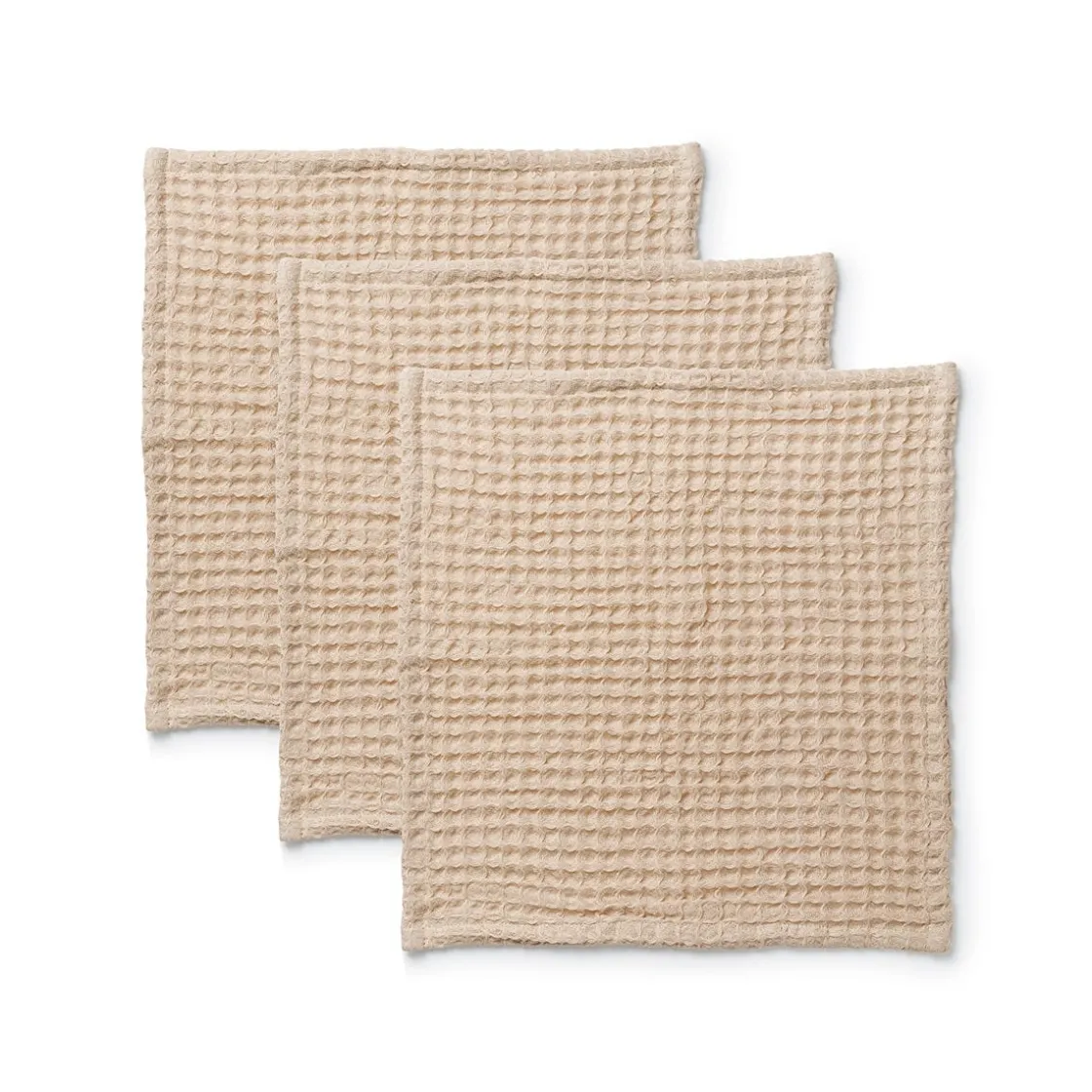 GRANIT Handduk Våffla 30x30cm 3-p Bomull Beige- Handdukar & Badlakan