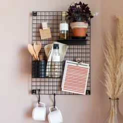 GRANIT Hylla Rutnät 12x20cm Svart- Förvaringstavlor Med Tillbehör|Häng- & Väggförvaring