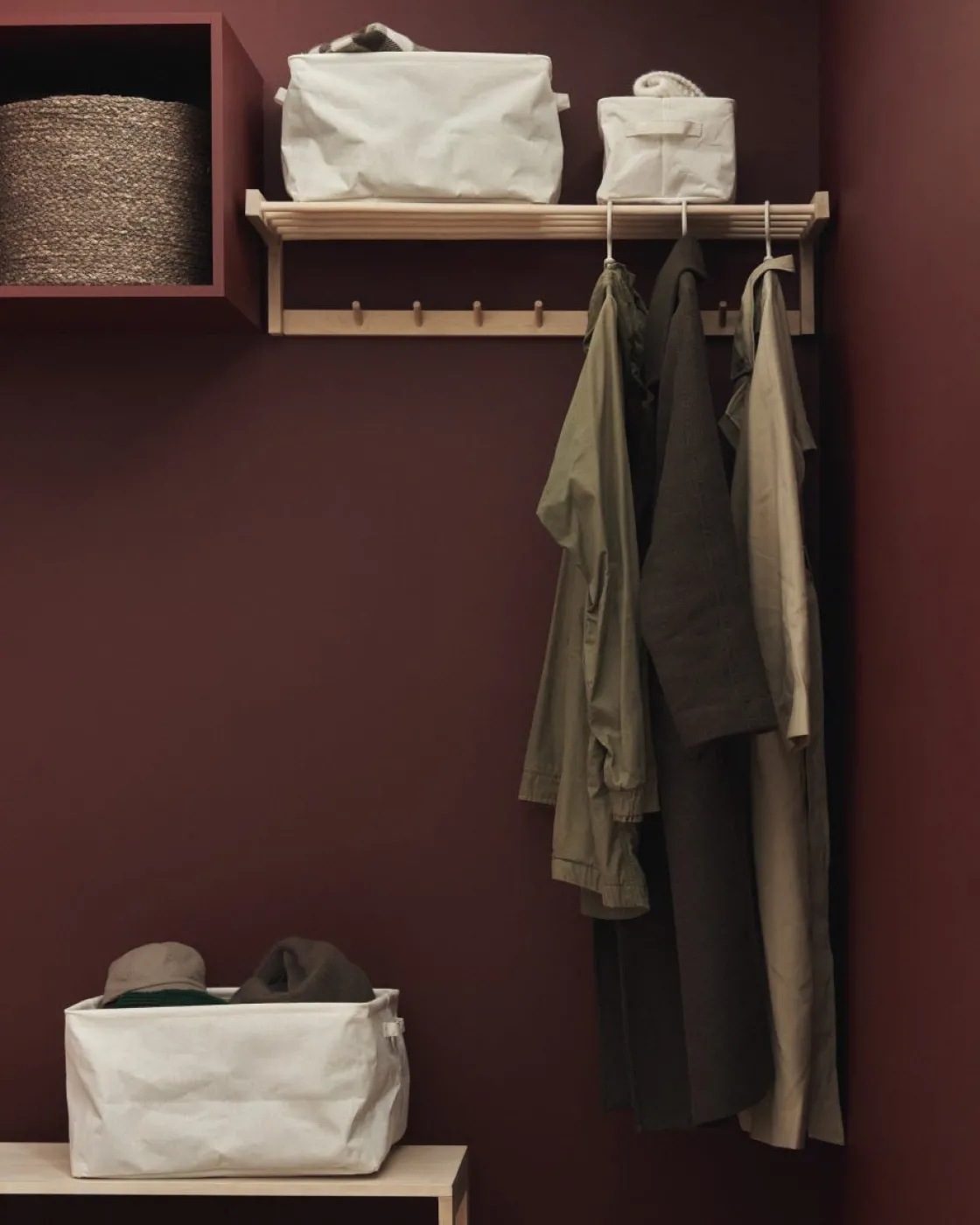 GRANIT Korg Hopvikbar Fyrkant 27x27cm Offwhite- Garderob & Klädförvaring|Korgar