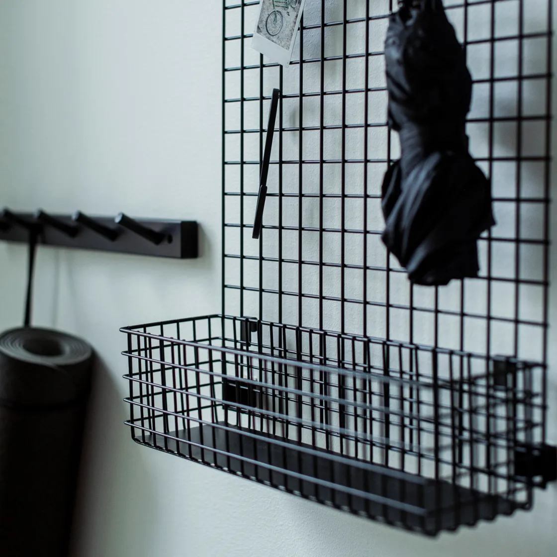 GRANIT Korg Rutnät Krokar 11x42cm Svart- Förvaringstavlor Med Tillbehör|Småförvaring