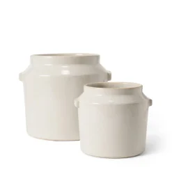 GRANIT Kruka Stengods Handtag 14,9cm Vit- Krukor|Krukor