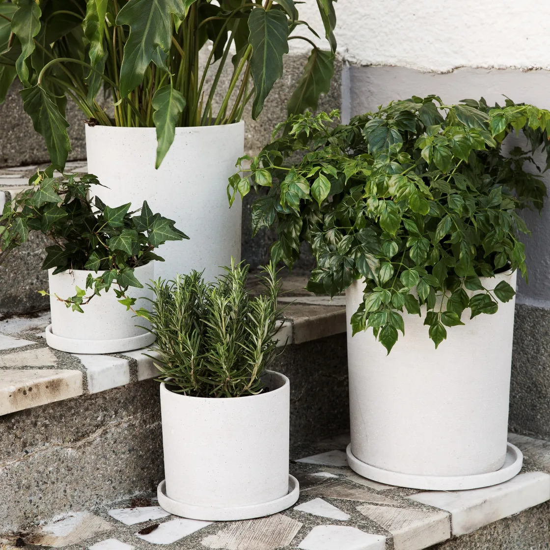 GRANIT Kruka/Fat Polystone 16cm Vit- Krukor|Krukor