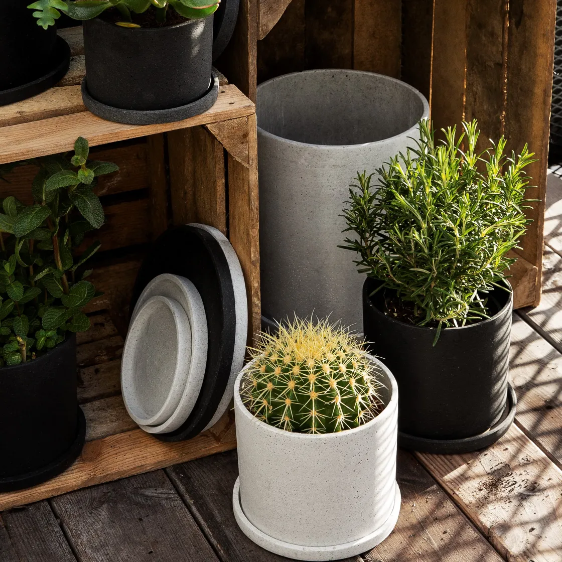 GRANIT Kruka/Fat Polystone 16cm Vit- Krukor|Krukor