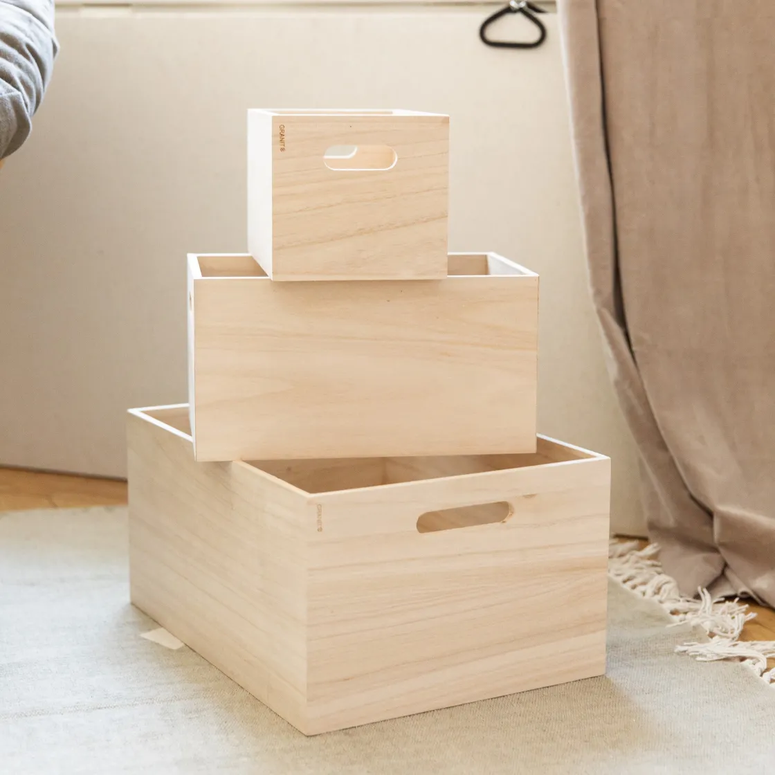 GRANIT Låda Trä Handtag 30x40cm- Skrivbordsförvaring|Boxar