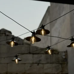 GRANIT Ljusslinga Lampskärm 10 Ljuskällor 4,5m Stål- Ljusslingor|Utebelysning