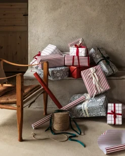 GRANIT Omslagspapper 10m Rand Vit/Röd- Presentinslagning & Diy|Presentinslagning