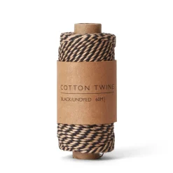 GRANIT Snöre Bomull 60m Svart/Natur- Presentinslagning & Diy|Juldukning