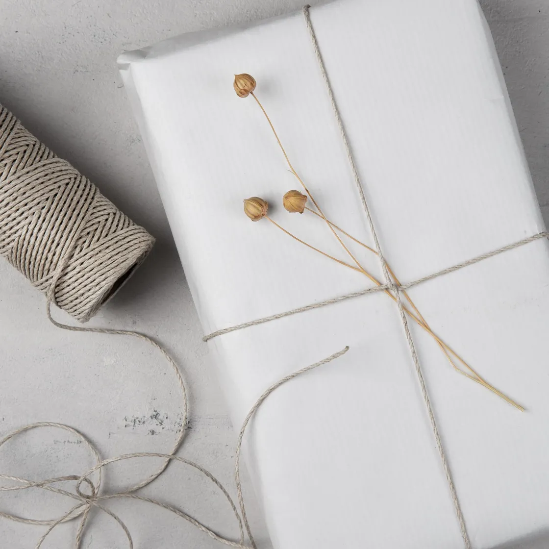 GRANIT Snöre Hampa 60cm Vit- Presentinslagning & Diy|Presentinslagning