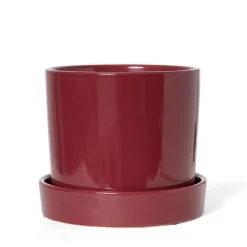 GRANIT Stengodskruka/Fat 21cm Glaserad Vinröd- Krukor|Krukor