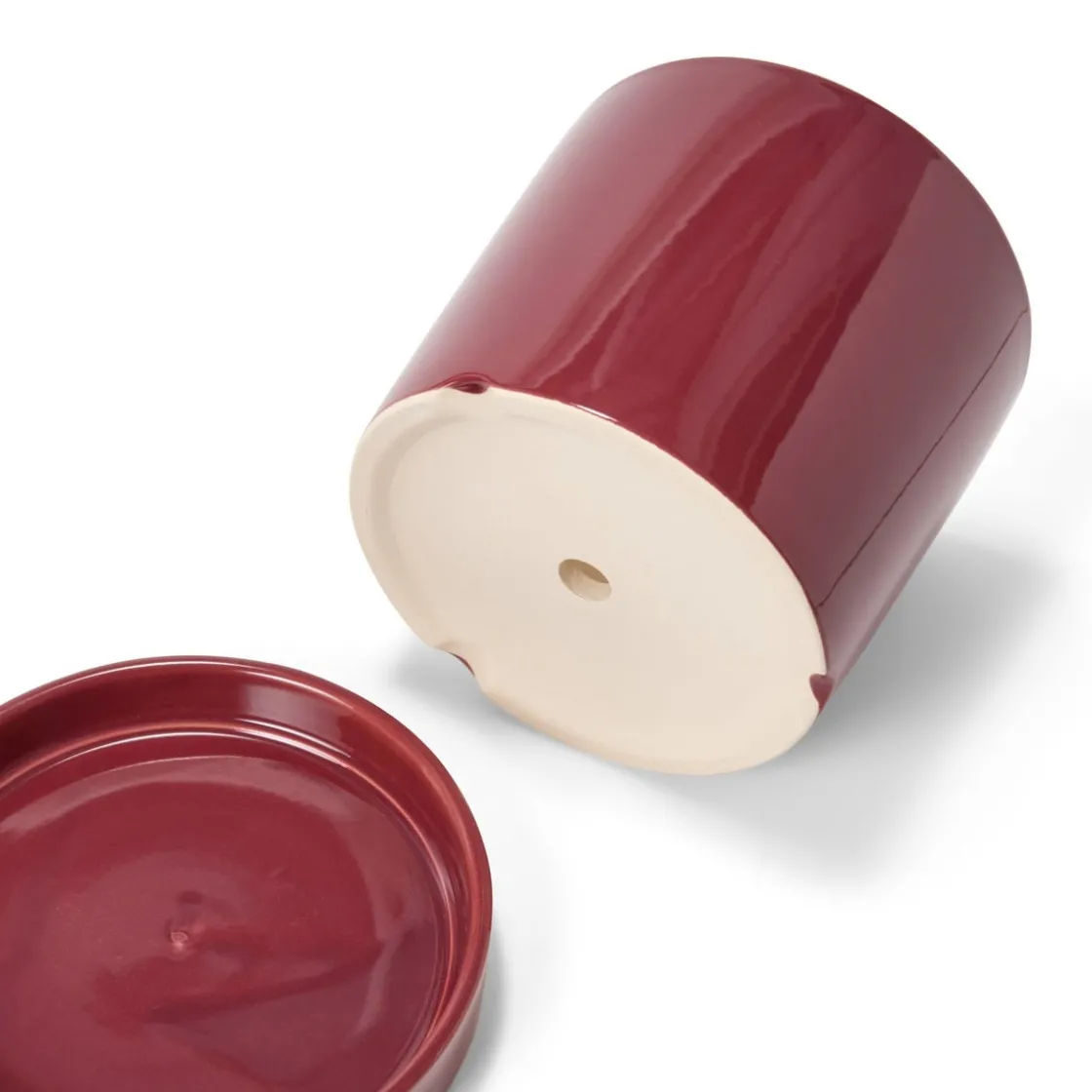 GRANIT Stengodskruka/Fat 17,5cm Glaserad Vinröd- Krukor