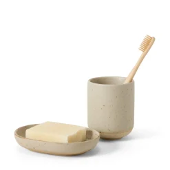 GRANIT Tvålfat Ovalt 13x9,5cm Porslin Beige- Badrumstillbehör|Tvål & Dofter