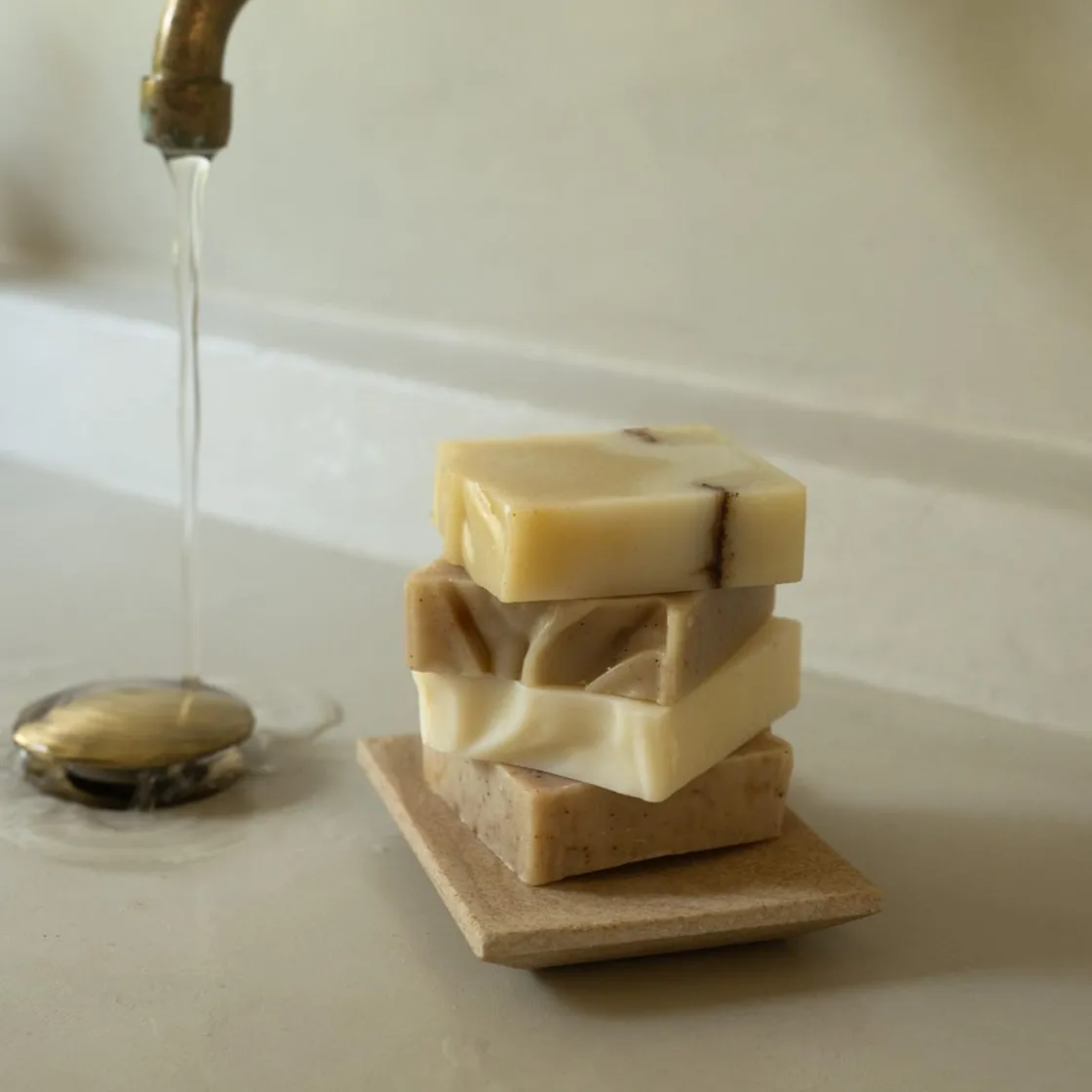 GRANIT Tvålfat 9x12cm Marmor Sand- Badrumstillbehör|Tvål & Dofter