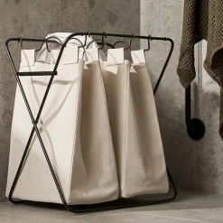 GRANIT Tvättkorg Noa Metall/Kanvas 2 tvättpåsar- Garderob & Klädförvaring|Korgar