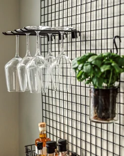 GRANIT Vinglashållare Dubbelspjut Svart 20,5cm- Förvaringstavlor Med Tillbehör|Häng- & Väggförvaring